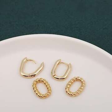 Pancert Gold Hoop Earrings for Women Dainty Gold Earrings Chunky Gold Earrings Paperclip Link Chain Earrings Drop Dangle Earrings Huggie Hoop Earrings Simple Everyday Jewelry Gifts