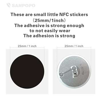 20pcs NFC Stickers Black NFC Tags Sticker NTAG215 NFC Rewritable Tags NFC 215 RFID Sticker (25mm) Pr...