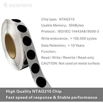 20pcs NFC Stickers Black NFC Tags Sticker NTAG215 NFC Rewritable Tags NFC 215 RFID Sticker (25mm) Programmable NFC Tag 504 Bytes Compatible with iPhone and All Other NFC Enabled Devices