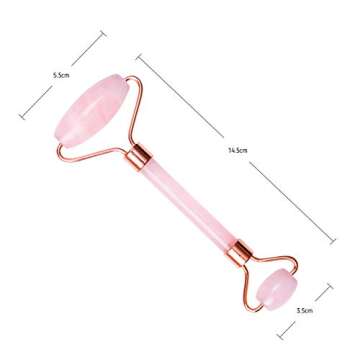 ETHONS Rose Quartz Roller Skincare Tool - Anti-Aging Pink Jade Roller for Face Eyes Neck Body - Real...