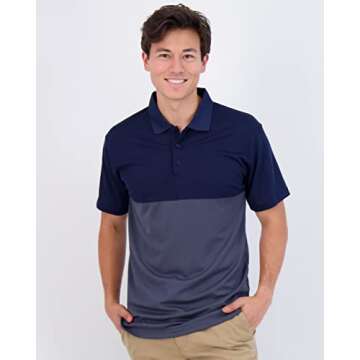 Real Essentials 3 Pack Mens Dry Dri Fit Polo Shirt Short Sleeve Golf Tennis Active Athletic Performa...