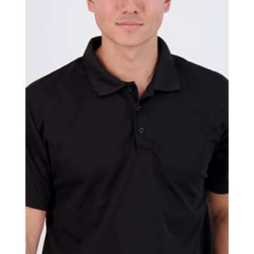 Real Essentials 3 Pack Mens Dry Dri Fit Polo Shirt Short Sleeve Golf Tennis Active Athletic Performance Work Sports Collared Business Casual Tee