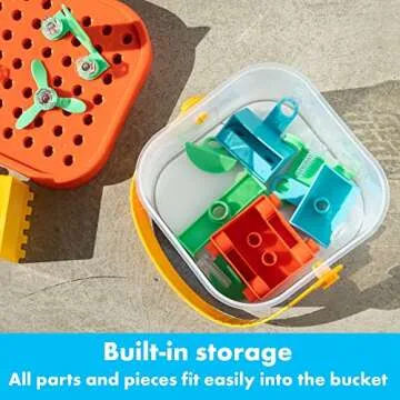 Educational Insights Design & Drill Build-It Bucket with Electric Drill Toy, 41 Pieces, Preschool STEM Toy, Gifts For Boys & Girls, Ages 3+
