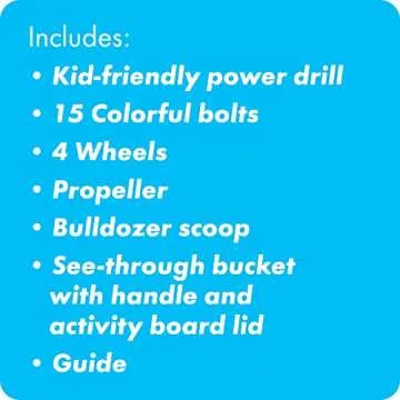 Educational Insights Design & Drill Build-It Bucket with Electric Drill Toy, 41 Pieces, Preschool STEM Toy, Gifts For Boys & Girls, Ages 3+