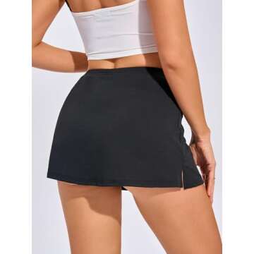 MAKEMECHIC Women's Y2K Mini Skirt with Shorts Aline Micro Skort Short Skirt Black XS