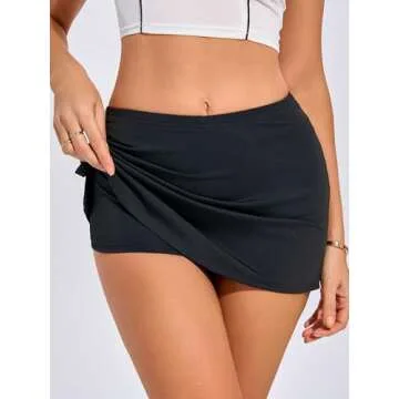MAKEMECHIC Women's Y2K Mini Skirt with Shorts Aline Micro Skort Short Skirt Black XS