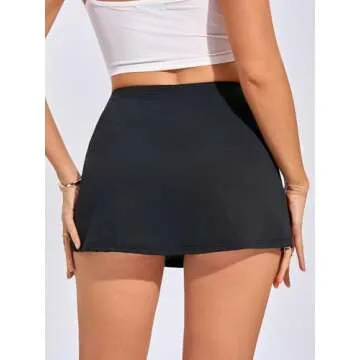 MAKEMECHIC Women's Y2K Mini Skirt with Shorts Aline Micro Skort Short Skirt Black XS