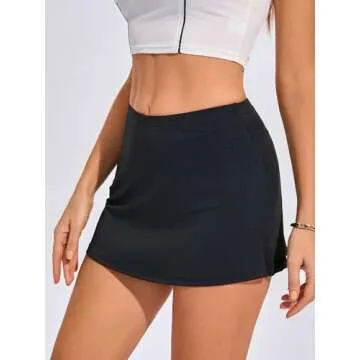 MAKEMECHIC Women's Y2K Mini Skirt with Shorts Aline Micro Skort Short Skirt Black XS