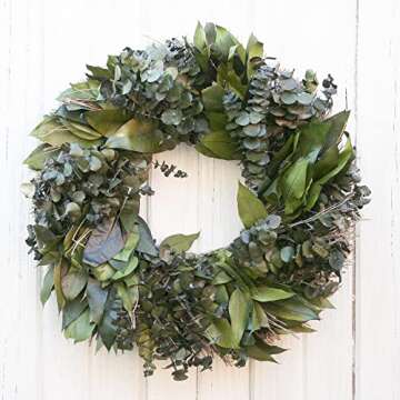 ANDALUCA 20" Handmade Preserved Eucalyptus Wreath - Nature's Elegance