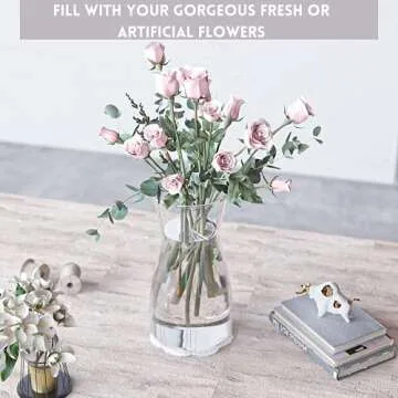8 inch Premium Quality Vase - Clear Vase, Crystal Glass Flower Vase for Rustic Home Decor, Decorative Vases for Flowers for Modern Farmhouse, Glass Vase Ideal for Shelf, Mantle, Table Entryway Decor