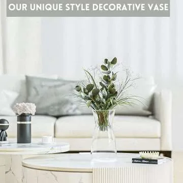 8 inch Premium Quality Vase - Clear Vase, Crystal Glass Flower Vase for Rustic Home Decor, Decorative Vases for Flowers for Modern Farmhouse, Glass Vase Ideal for Shelf, Mantle, Table Entryway Decor