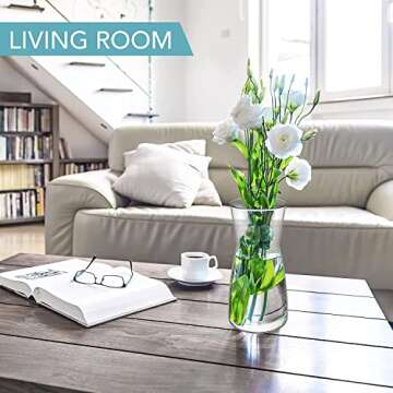 8 inch Premium Quality Vase - Clear Vase, Crystal Glass Flower Vase for Rustic Home Decor, Decorative Vases for Flowers for Modern Farmhouse, Glass Vase Ideal for Shelf, Mantle, Table Entryway Decor