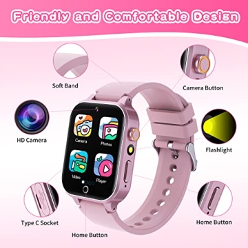 Girls Smart Watch 5-12 Years - Games, Camera, Music