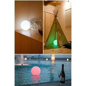 Mr.Go 8-inch Ultra-Fun LED Glowing Ball Light w/Remote, RGB Color Changing Globe Mood Lamp, 16 Colors 8 Brightness 4 Lighting Modes, Waterproof, Rechargeable & AC Adapter Power, Stunning Light Orb