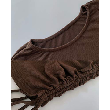 MiiVoo Sexy Long Sleeve Ruched Mini Dress in Coffee