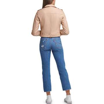 Levi's Women's Faux Leather Belted Motorcycle Jacket (Standard and Plus Sizes), Biscotti, Small