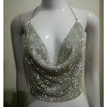 RARITYUS Sexy Rhinestone Tank Top for Night Club Rave