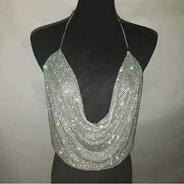 RARITYUS Sexy Rhinestone Tank Top for Night Club Rave