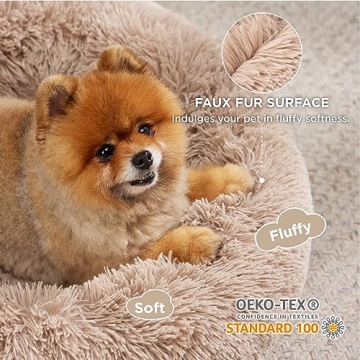 Bedsure Calming Dog Bed for Small Dogs - Plush Donut Design