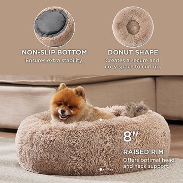 Bedsure Calming Dog Bed for Small Dogs - Plush Donut Design