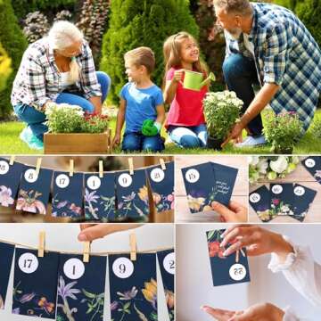 Seeds Advent Calendar 2024 Christmas Countdown - Non-GMO Heirloom Seeds 24 Types of Perennial Flower Seeds for Planting - Unique Christmas Garden Hanging Decoration for Women Adults Kids Family