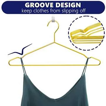 Amber Home 30 Pack 17" Shiny Gold Strong Metal Hanger, Gold Clothes Hangers, Heavy Duty Coat Hangers, Standard Suit Hangers for Jacket, Shirt, Dress (Gold, 30)