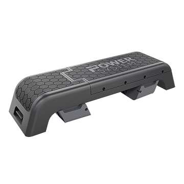 Power Systems Fitness Deck, for Cardio Workouts and Strength Training, Black/Grey - Adjustable Bench and Aerobic Step