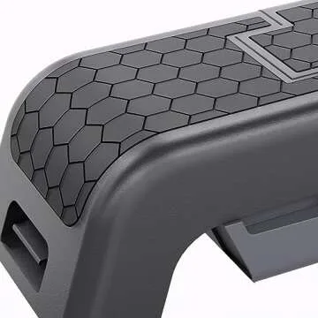 Power Systems Fitness Deck, for Cardio Workouts and Strength Training, Black/Grey - Adjustable Bench and Aerobic Step