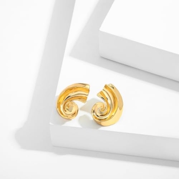 INNERDIVA Gold Spiral Conch Earrings - Elegant Beach Jewelry
