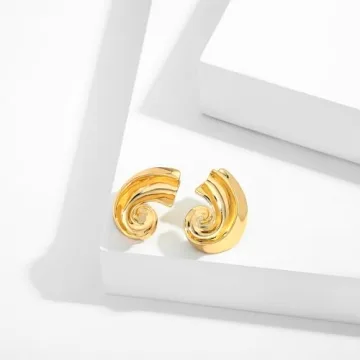 INNERDIVA Gold Spiral Conch Earrings - Elegant Beach Jewelry