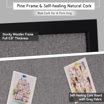 Gideal Large Bulletin Board - Durable Cork and Canvas Design