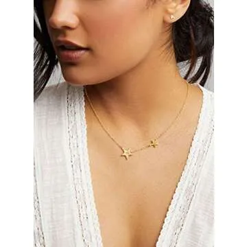 gorjana Women's Super Star Charm Necklace, 18K Gold Plated, 16 inch Strand Chain