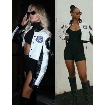 Aelfric Eden Cropped Leather Jacket Women PU Crop Moto Biker Racing Trendy Fashion Casual Coats