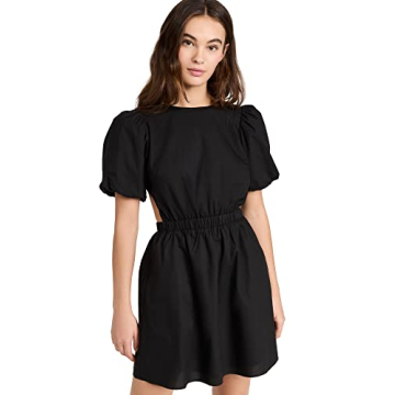 English Factory Women's Cut-Out Poplin Mini Dress, Black, L