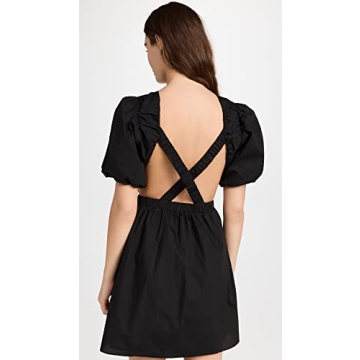 English Factory Women's Cut-Out Poplin Mini Dress, Black, L