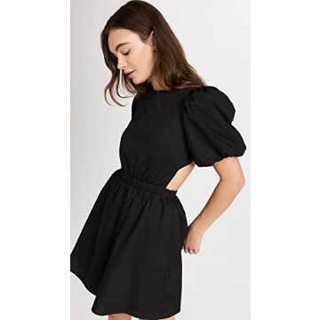 English Factory Women's Cut-Out Poplin Mini Dress, Black, L