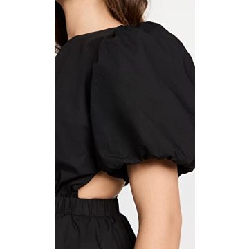 English Factory Women's Cut-Out Poplin Mini Dress, Black, L