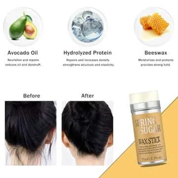 7 Pcs Hair Wax and Edge Control Set for Women - Flyaway Styling Products Includes Wax Stick, Hair Finishing Stick, Comb, Elastic Bands for Wig Edges