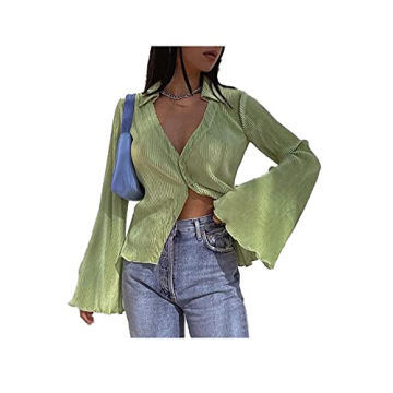 LYANER Women's Versatile Bell Sleeve Blouse Top