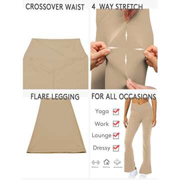 viehunt Crossover Flare Leggings for All Activities