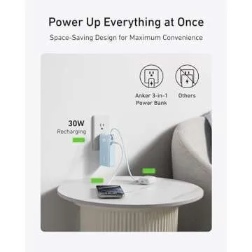 Anker Nano 3-in-1 Portable iPhone Charger, 10,000mAh Power Bank with Built-in USB-C Cable and Foldable Wall Plug, 30W Max Battery Pack, Travel Essentials for iPhone 16/15 Series, Galaxy, MacBook