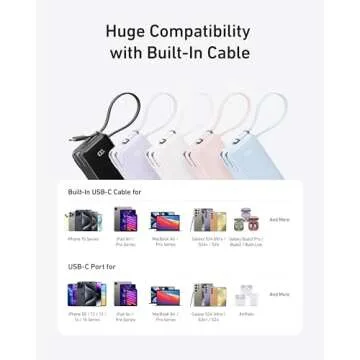 Anker Nano 3-in-1 Portable iPhone Charger, 10,000mAh Power Bank with Built-in USB-C Cable and Foldable Wall Plug, 30W Max Battery Pack, Travel Essentials for iPhone 16/15 Series, Galaxy, MacBook