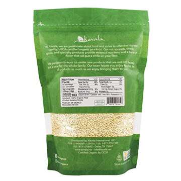 Kevala Raw Sesame Seeds Unhulled - Gluten Free, Vegan Snacks Seasoning, Kosher, Non GMO, Nutty Accen...