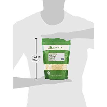 Kevala Raw Sesame Seeds Unhulled - Gluten Free, Vegan Snacks Seasoning, Kosher, Non GMO, Nutty Accent on Bread and Buns, Salad Topping, Bag, 2 lb