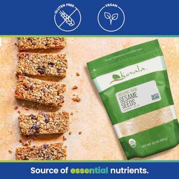 Kevala Raw Sesame Seeds Unhulled - Gluten Free, Vegan Snacks Seasoning, Kosher, Non GMO, Nutty Accent on Bread and Buns, Salad Topping, Bag, 2 lb