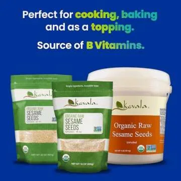 Kevala Raw Sesame Seeds Unhulled - Gluten Free, Vegan Snacks Seasoning, Kosher, Non GMO, Nutty Accent on Bread and Buns, Salad Topping, Bag, 2 lb