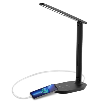 LASTAR Desk Lamp, Dimmable Eye-Protecting Table Lamps with Night Light, USB Charging Port, 4 Color T...