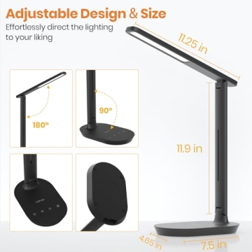 LASTAR Desk Lamp with USB Charging & Adjustable Brightness