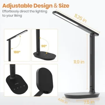 LASTAR Desk Lamp with USB Charging & Adjustable Brightness
