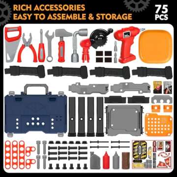 Kids Tool Bench Set with Electric Drill and Chair,Construction Workbench Toys for Toddlers 3-5,Prete...